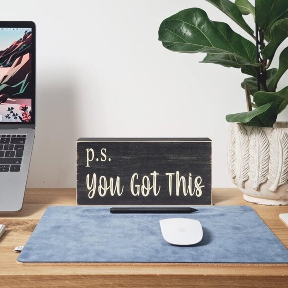 Motivational Home Office Desk Black Decor Farmhouse Wooden Box Sign Gift